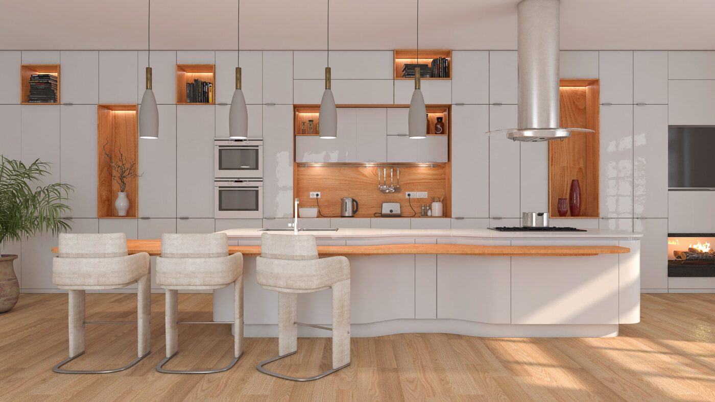 Phòng bếp minimalism với hệ thống đèn LED độc đáo