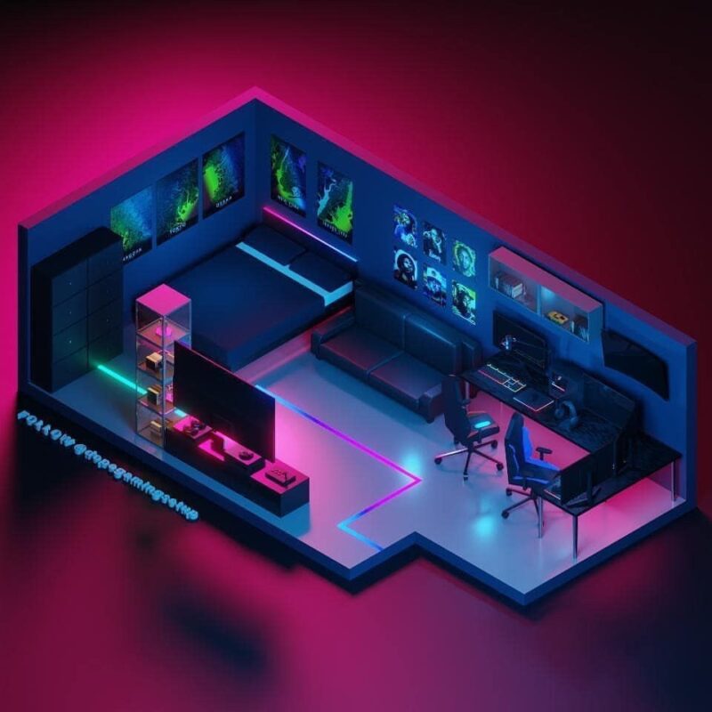 Thiết kế phòng gaming kết hợp phòng ngủ