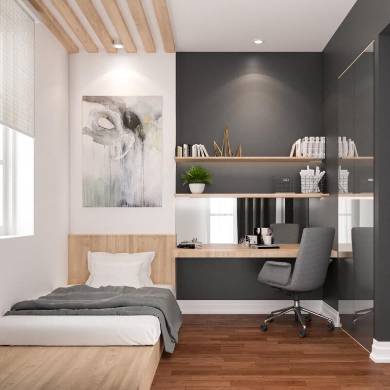 Phòng ngủ nhỏ phong cách Minimalism sử dụng nội thất đa năng 1