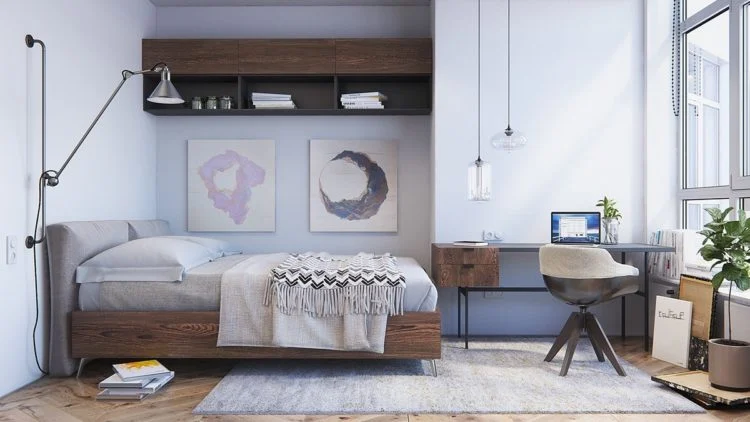 Phòng ngủ nhỏ phong cách Scandinavian kết hợp ánh sáng tự nhiên và nội thất đa năng