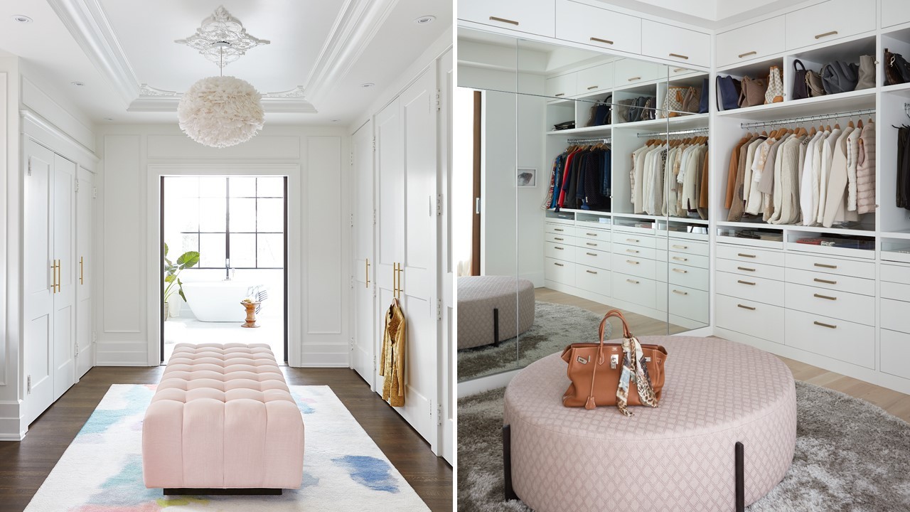 Mẫu thiết kế phòng thay đồ cho nữ kết hợp gương soi và sofa